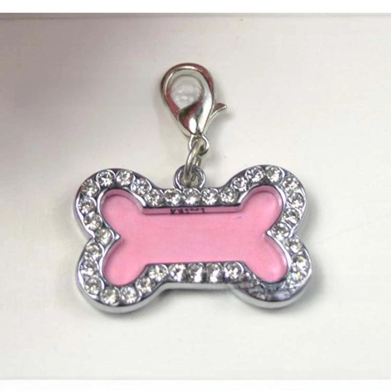 Small Bone Diamond Pet ID Tag for Dogs | Pet Jewelry
