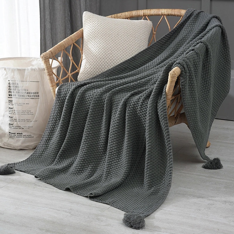 Cozy Solid Color Acrylic Polyester Throw Blanket | Home Textiles & Bedding