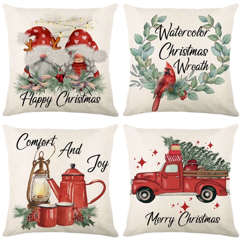 Christmas Holiday Pillow Cover Set for Sofa Home Decor|Home Decor & Living Room Accessories