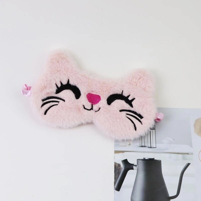 Adorable Cartoon Cotton Plush Satin Sleep Mask | Sleep Accessories