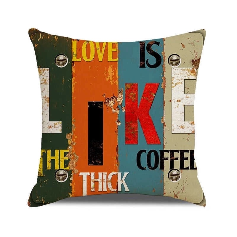Vintage Letter Print Polyester Pillow Covers|Home Decor Pillows
