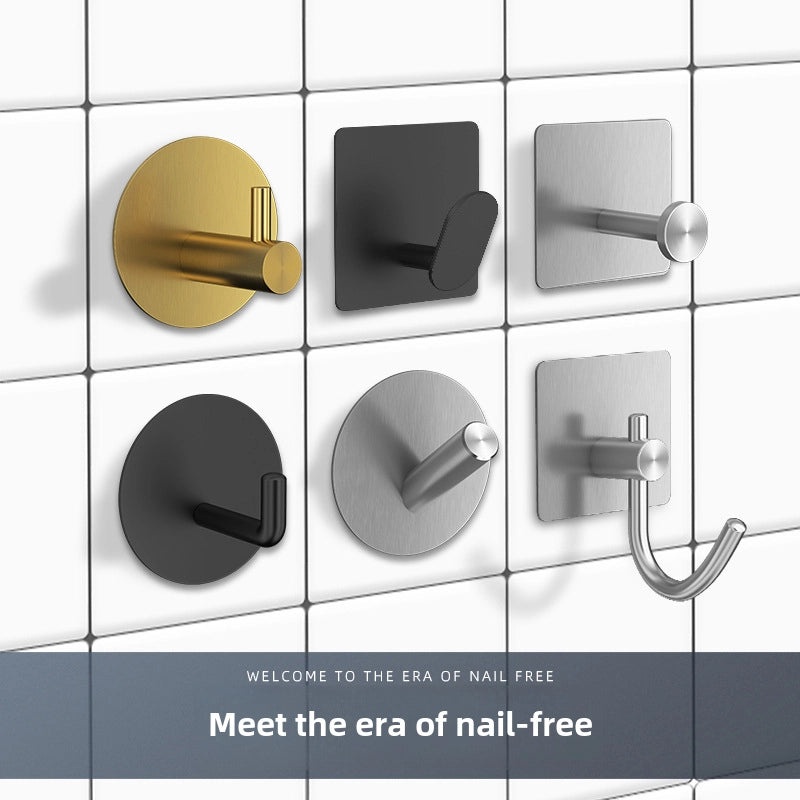 Punch-Free 304 Stainless Steel Adhesive Hook for Kitchen Bathroom Coat Towel Organizer|Home & Kitchen Storage Hooks