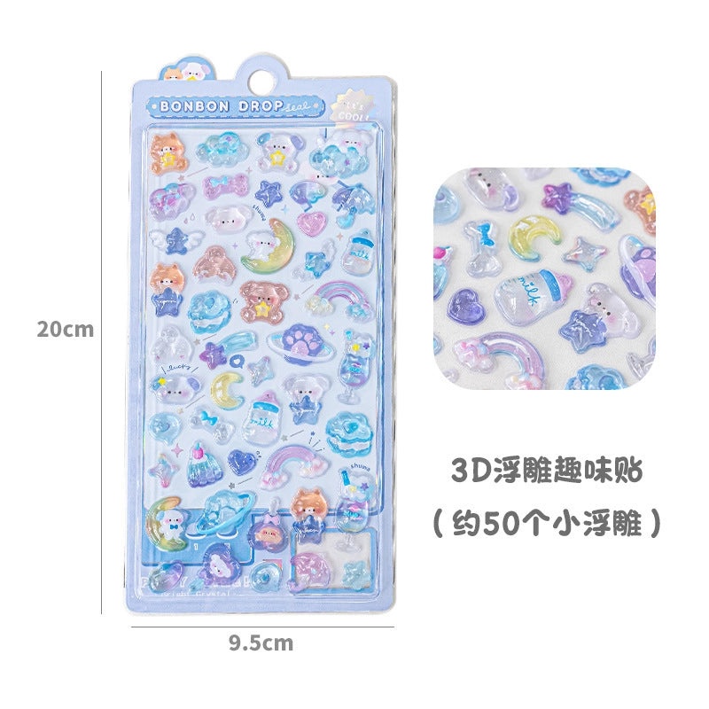 School Graduation Cartoon Epoxy Resin Stickers Set of 2|School Supplies & Stationery