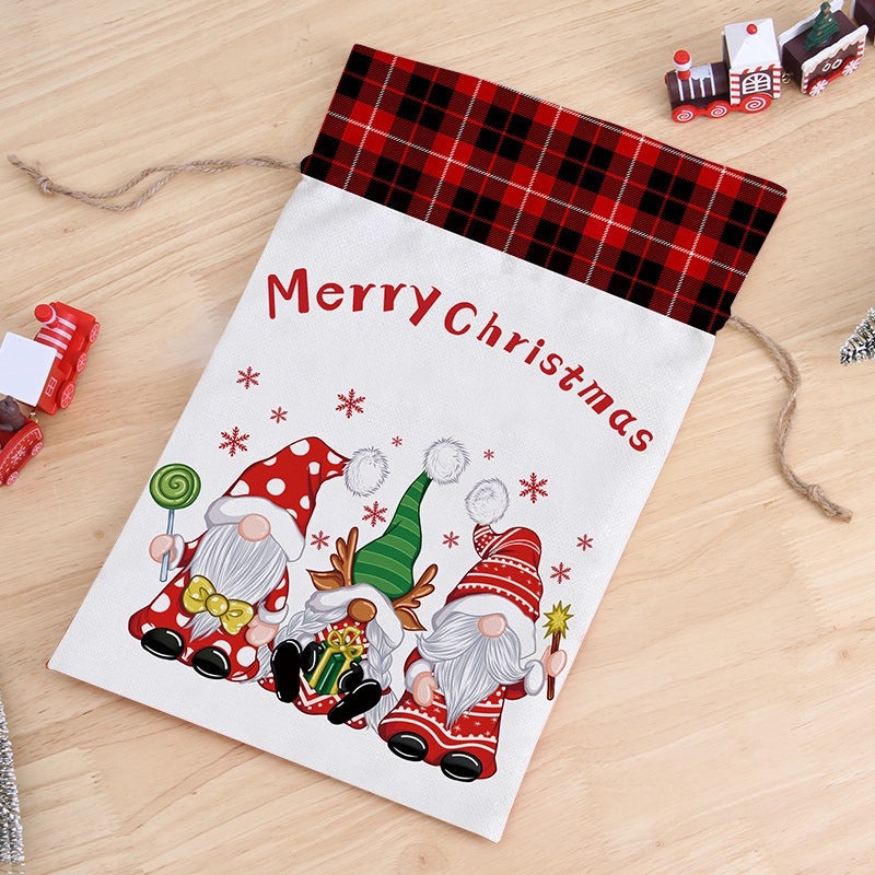 Christmas Santa Claus Linen Letter Gift Bags for Holiday Party | Holiday Party Supplies