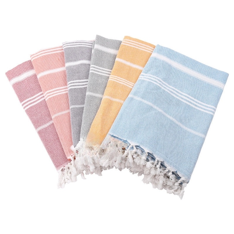 Personalized Cotton Turkish Non-stick Sand-resistant Beach Towel with Tassels | Beach Towels & Shawls