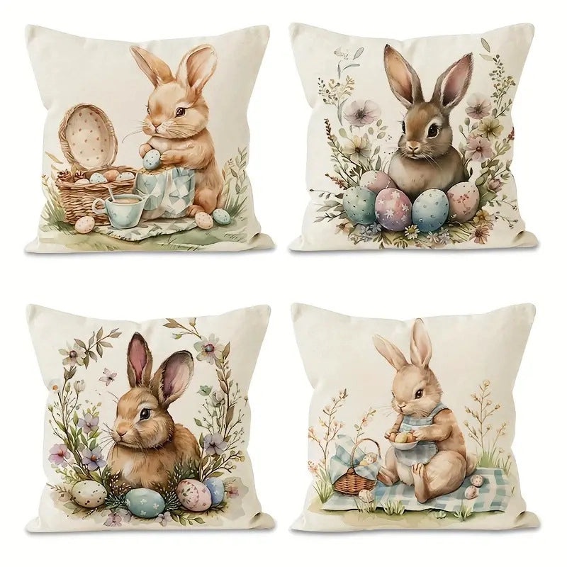 Minimalist Easter Rabbit Linen Pillow Covers for Couch Sofa Decor|Home Decor Pillows