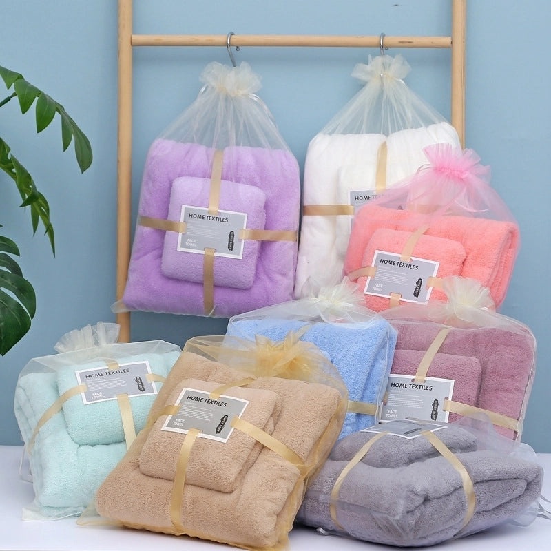 Soft Absorbent Adult & Baby Bath Towels Non-Cotton Coral Fleece Set for Boys and Girls|Home & Bath Textiles