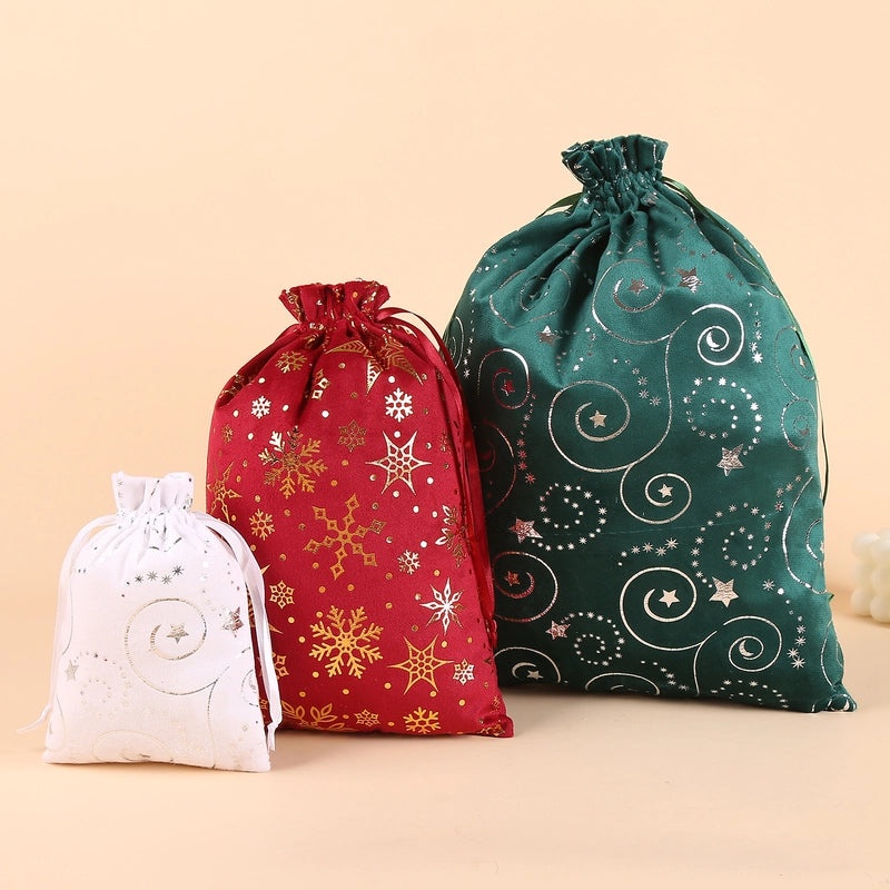 Christmas Minimalist Snowflake Tree Flocking Gift Bags Holiday Wrapping Supplies|Holiday Gift Wrapping