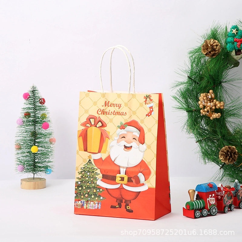 Festive Santa Claus Kraft Paper Gift Bags for Holiday Presents|Holiday Gift Bags