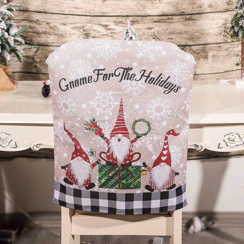 Christmas Santa Claus Linen Chair Cover Nonwoven Holiday Party Decoration|Home & Living > Holiday Décor > Christmas Decorations