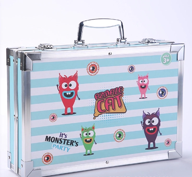 Cartoon Aluminum Pencil Box Set with Watercolor Pens for Kids | Stationery & Office Supplies