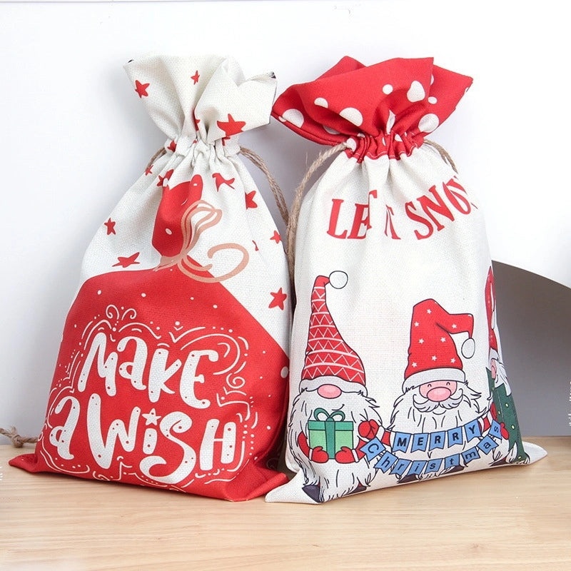 Christmas Santa Claus Linen Letter Gift Bags for Holiday Party | Holiday Party Supplies