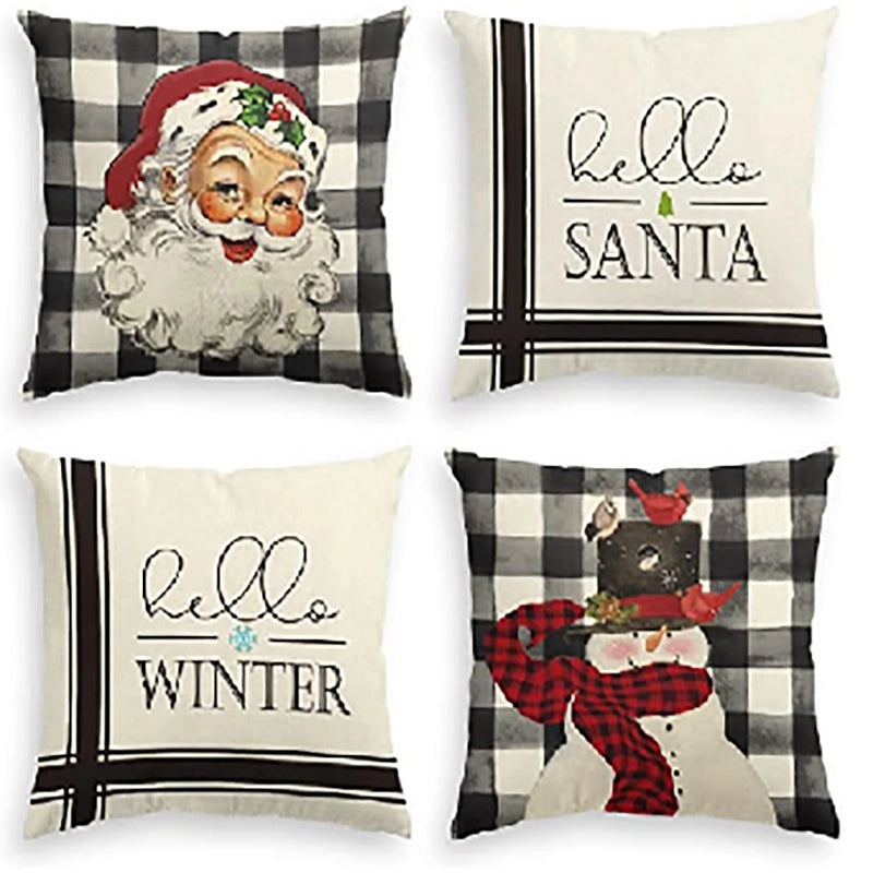 Christmas Geometric Snowflake Cartoon Cushion Cover for Couch Sofa | Home Decor & Cushions