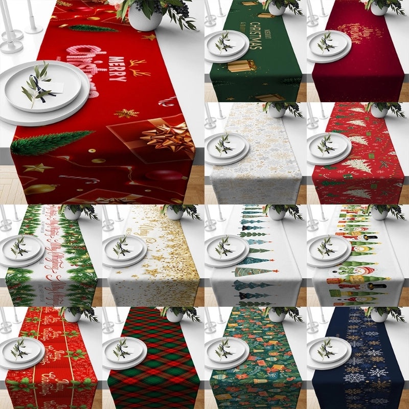 Festive Ethnic Color Block Linen Tablecloth for Christmas Vacation|Home Decor Table Linens
