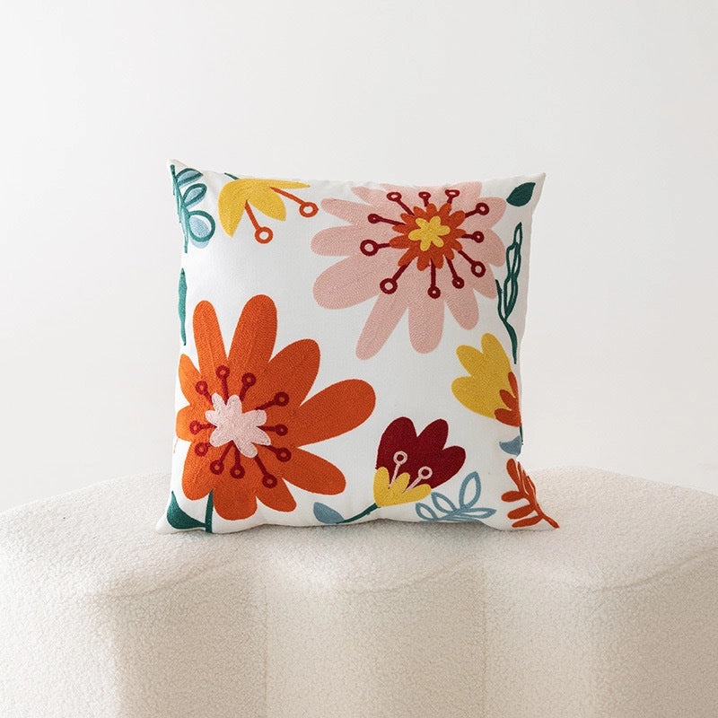 Elegant Minimalist Floral Cotton Pillow Covers for Couch and Sofa | Home Decor Bedding