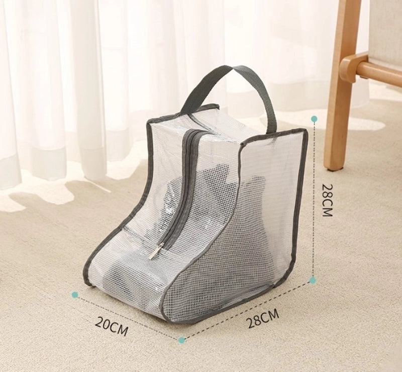 Stylish Houndstooth PVC Shoe Bag with Solid Color Design | Shoe Bags & Travel Accessories