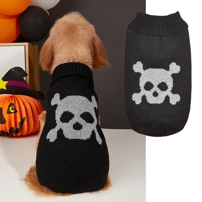 Pet Halloween Pumpkin Face Knit Sweater for Small Dogs | Dog Apparel