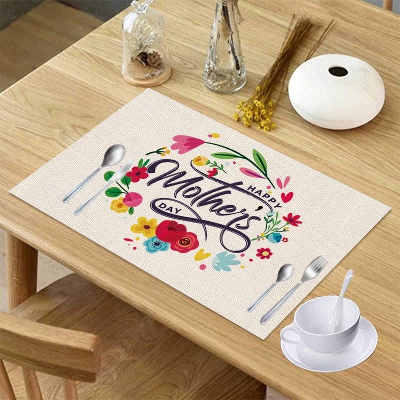 Color Block Heart Linen Placemat Minimalist Design | Home Decor Table Linens