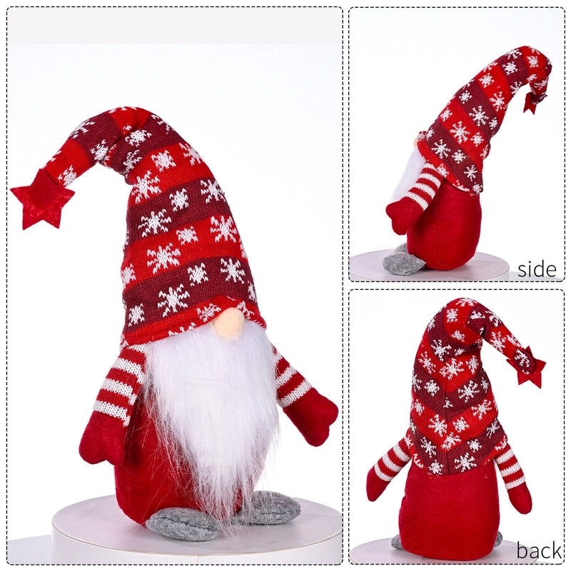 Festive Knitted Hat with Christmas Star, Snowflake, and Rudolph Decorations|Holiday Accessories