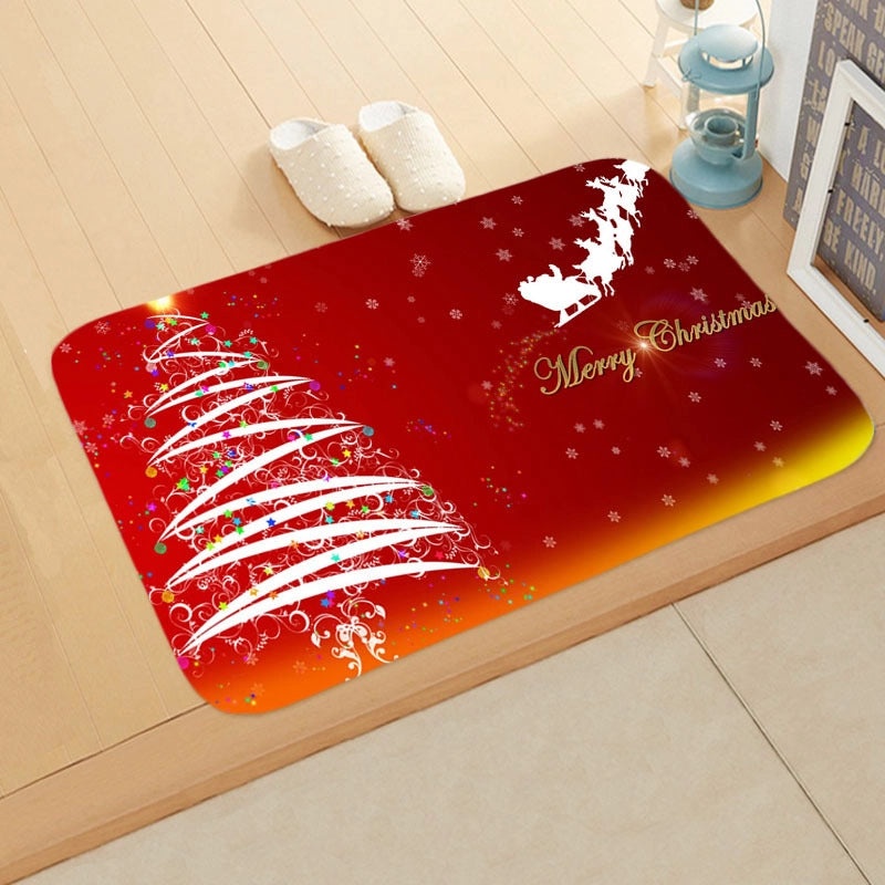 Holiday Santa Snowman Flannel Floor Mat Cozy Christmas Decor|Home & Living/Seasonal Decorations