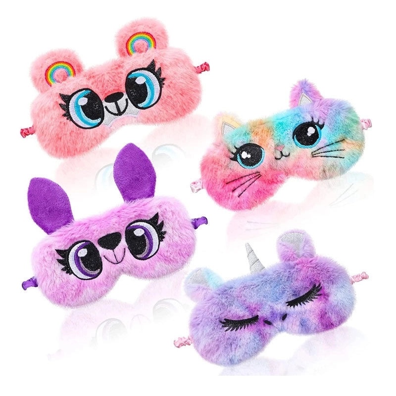 Adorable Cartoon Cotton Plush Satin Sleep Mask | Sleep Accessories