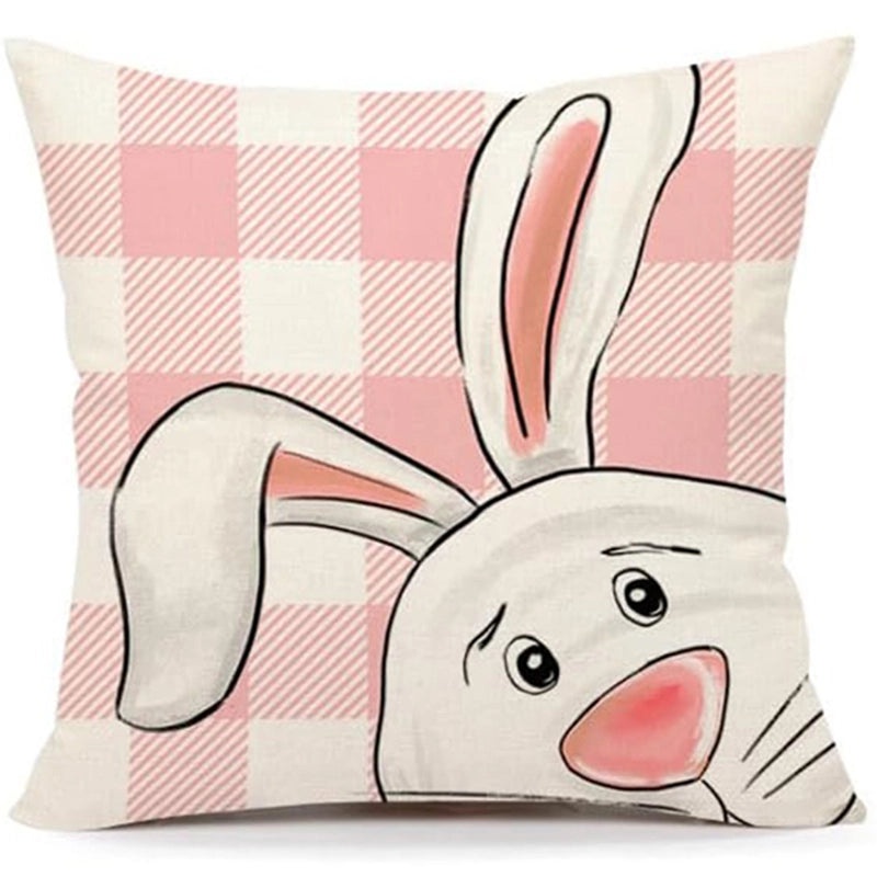 Cute Easter Rabbit Linen Pillow Covers for Couch Sofa Decor | Home Decor Bedding & Pillows