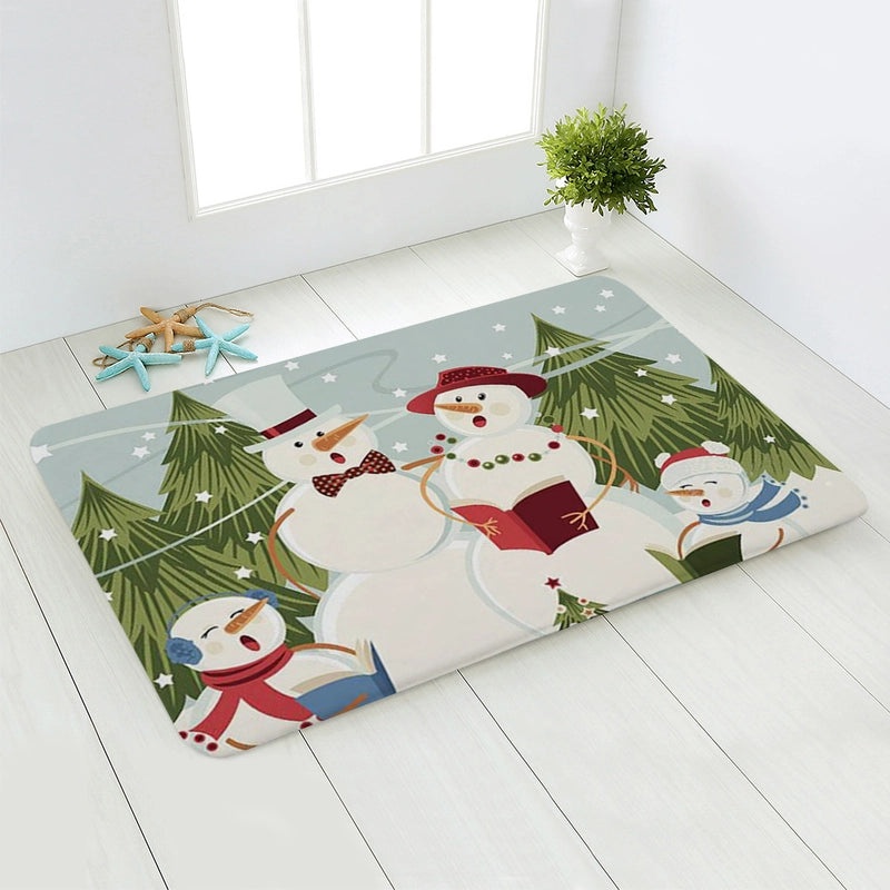 Holiday Santa Snowman Flannel Floor Mat Cozy Christmas Decor|Home & Living/Seasonal Decorations