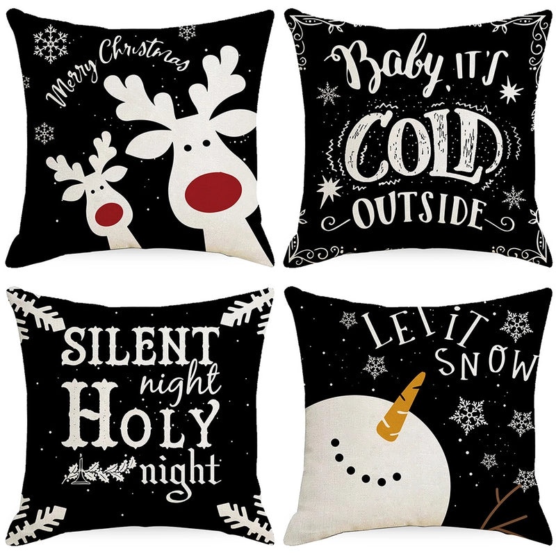 Festive Christmas Stripe Snowflake Pillow Covers | Home Decor & Living Room Accessories