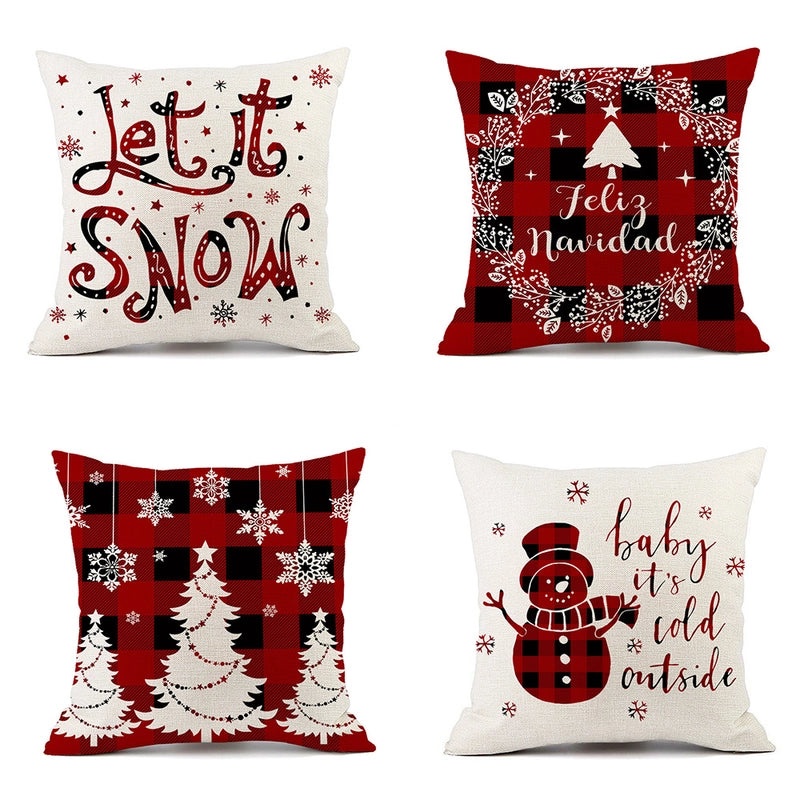 Christmas Ethnic Letter Elk Pillow Covers for Couch Sofa Decor | Home Decor Cushions