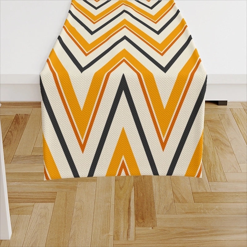 Ethnic Halloween Linen Tablecloth with Color Block Design for Vacation | Home Decor Table Linens