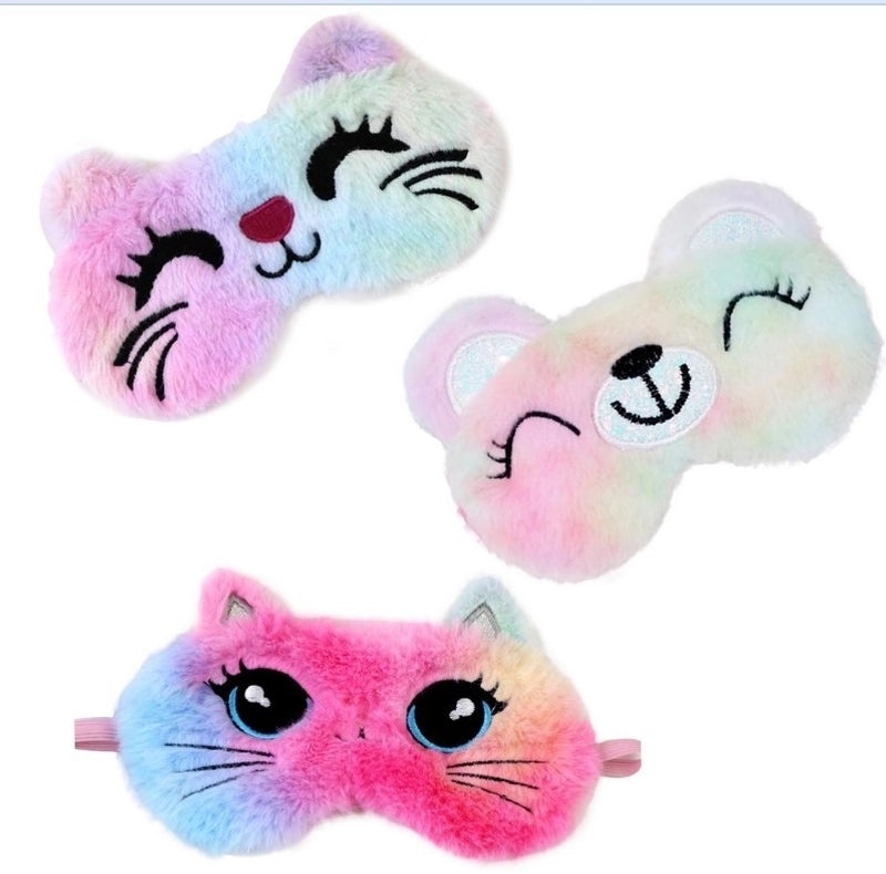 Adorable Cartoon Cotton Plush Satin Sleep Mask | Sleep Accessories