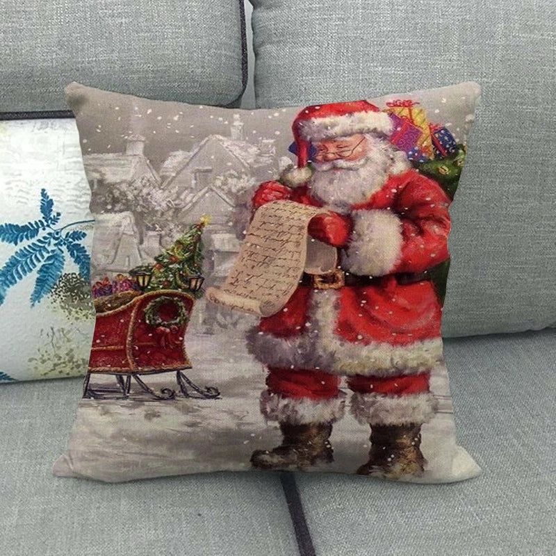 Nordic Modern Classic Christmas Tree Santa Dog Linen Pillow Covers Sofa Couch Decor|Home Decor Pillows