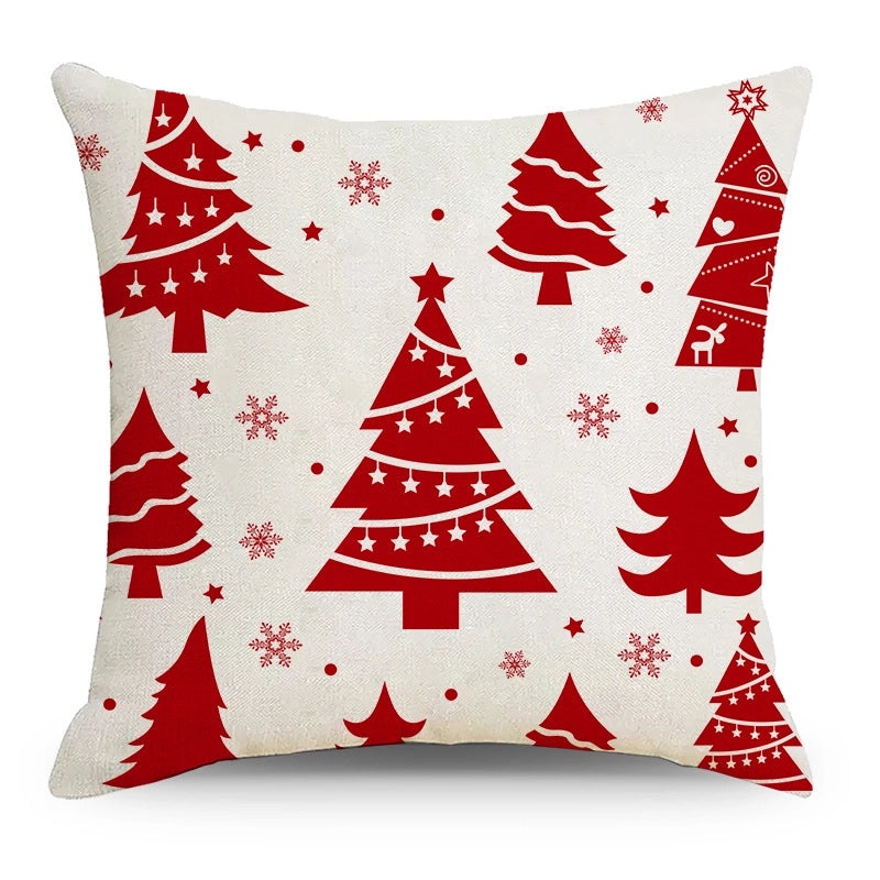 Christmas Tree Decorative Linen Pillow Covers with Festive Socks Letter Print|Home Decor Pillows
