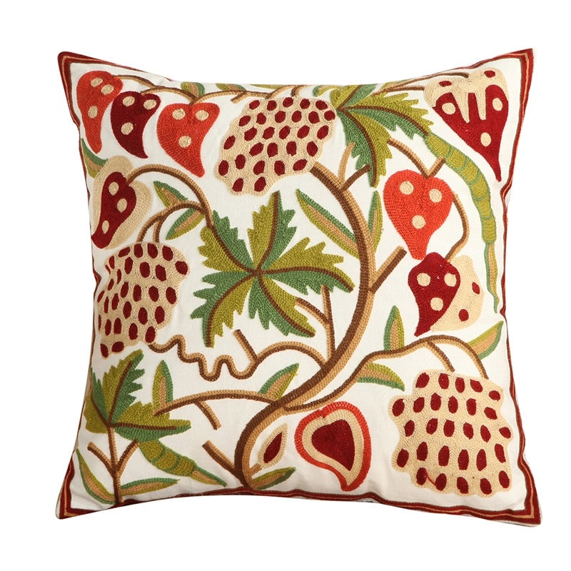 Cotton Embroidered Floral Cushion Cover for Sofa and Bedside Soft Decorative Pillow Case|Home Decor
