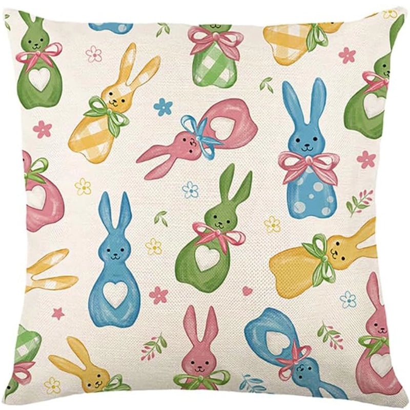 Cute Easter Rabbit Linen Pillow Covers for Couch Sofa Decor | Home Decor Bedding & Pillows