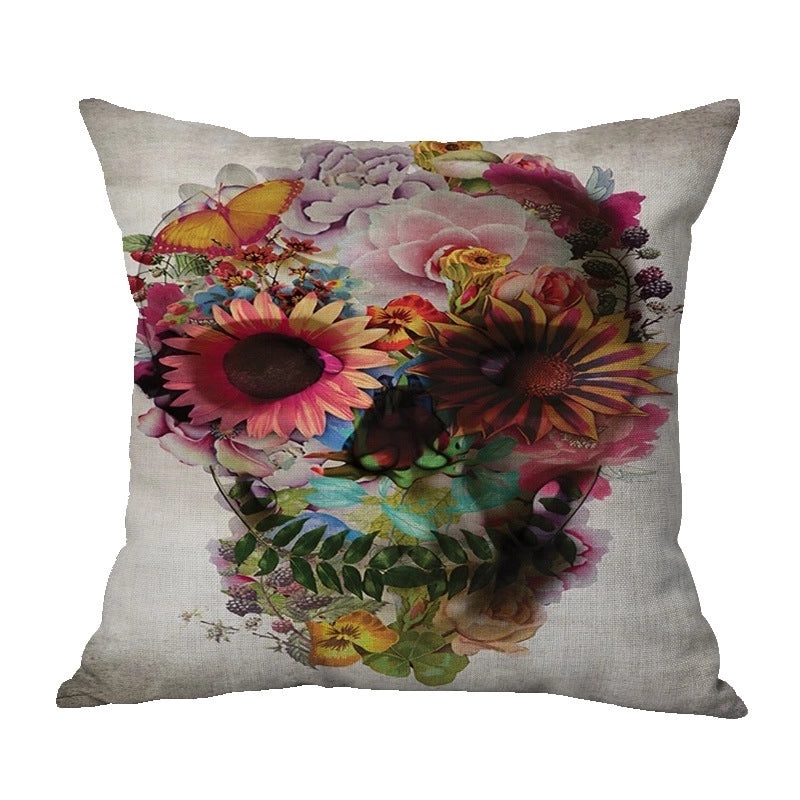 Halloween Punk Skull Linen Pillow Covers for Couch Sofa Decorative Throw Pillowcases|Home Decor & Pillows