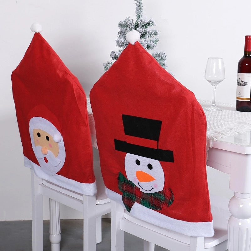 Cute Christmas Santa Hat Chair Cover | Holiday Decorations
