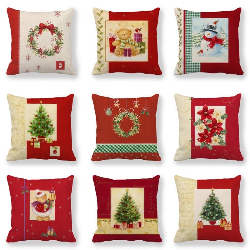 Festive Cartoon Linen Pillow Covers for Couch & Sofa|Home Decor & Pillows