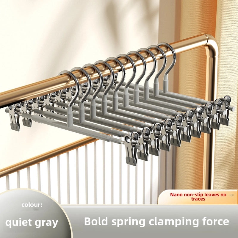 10 Pieces Stainless Steel Non-slip Pants Hangers for Household Clothes Storage and Drying | Home & Kitchen Storage