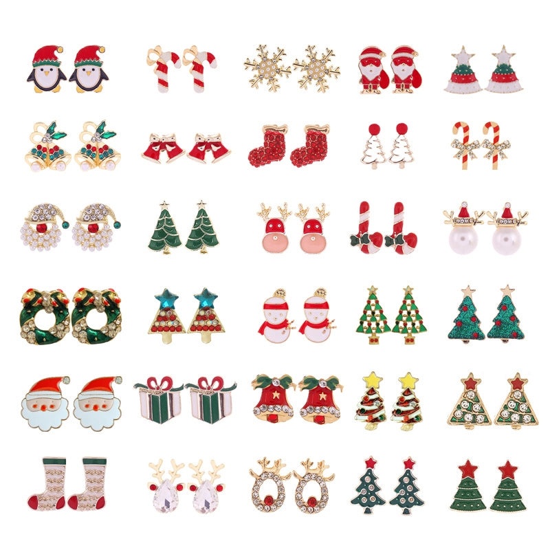 Christmas Cute Minimalist Alloy Christmas Tree Santa Claus Snowman Party Festival Decoration|Holiday Jewelry Accessories