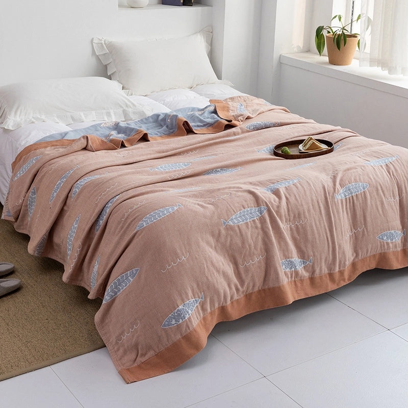 Japanese Pure Cotton Five-Layer Gauze Towel Blanket Quilt for Office Nap Four Seasons Use|Home Textiles Bedding