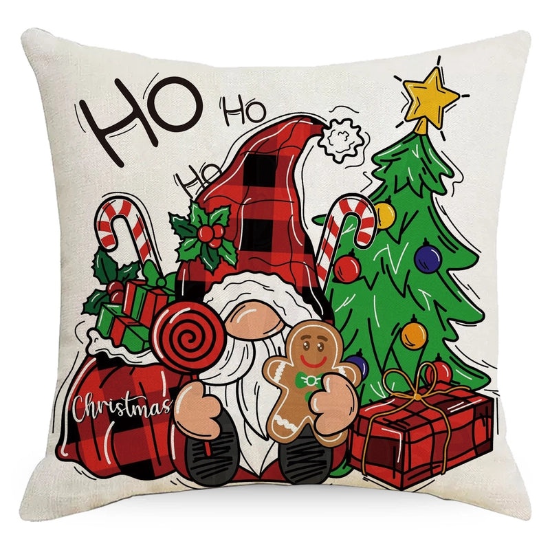 Christmas Tree Decorative Linen Pillow Covers with Festive Socks Letter Print|Home Decor Pillows