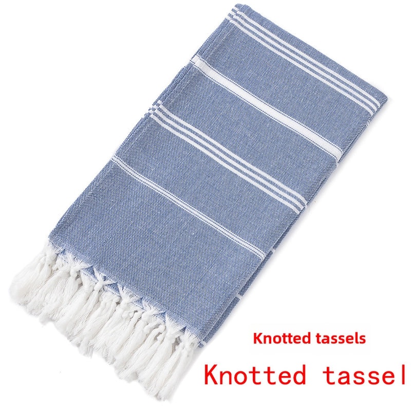 Personalized Cotton Turkish Non-stick Sand-resistant Beach Towel with Tassels | Beach Towels & Shawls