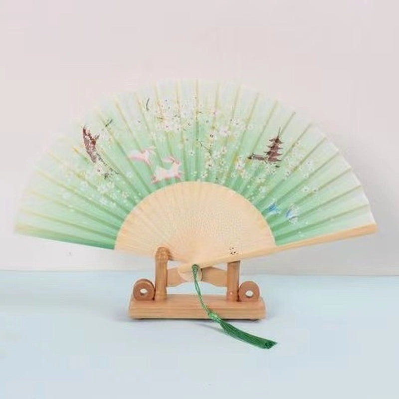Elegant Chinoiserie Floral Bamboo Fans with Classic Heating Design | Home Decor Fans