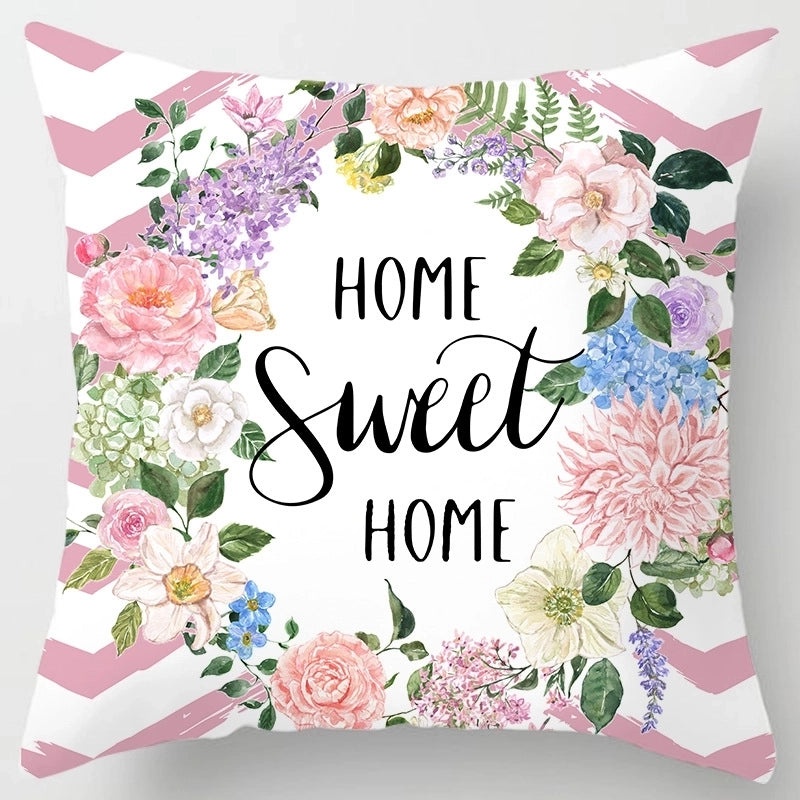 Sweet Minimalist Classic Letter Color Block Peach Skin Pillowcases|Home Decor Pillows