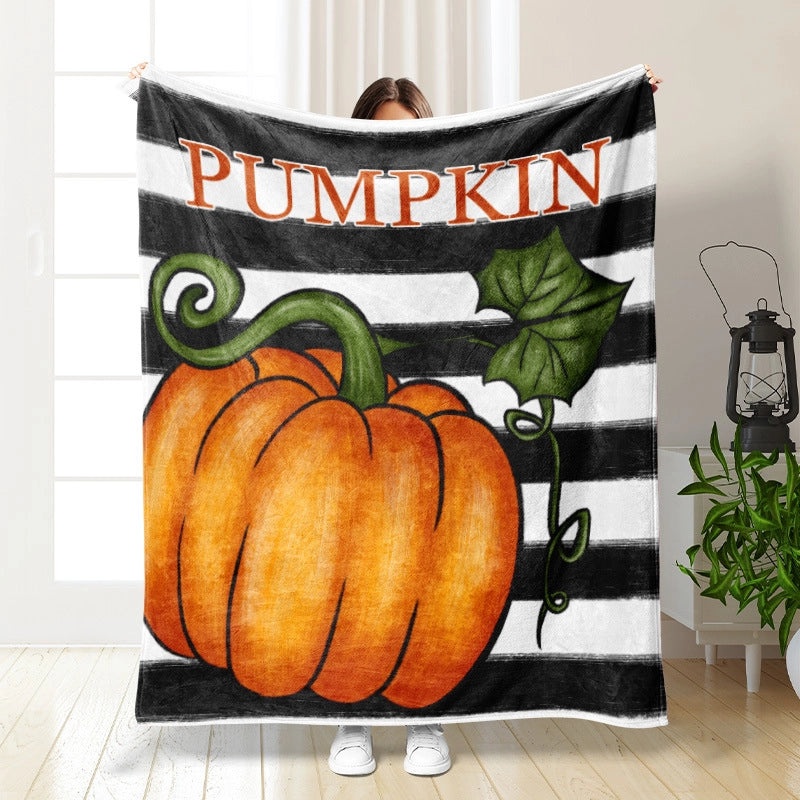 Halloween Cozy Pumpkin Bat Ghost Polyester Throw Blanket | Home Decor & Blankets