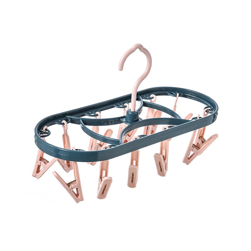 12-Clip Plastic Drying Rack Windproof Multi-Functional Underwear Socks Hanger for Dormitory Household Use|Home Organization & Storage