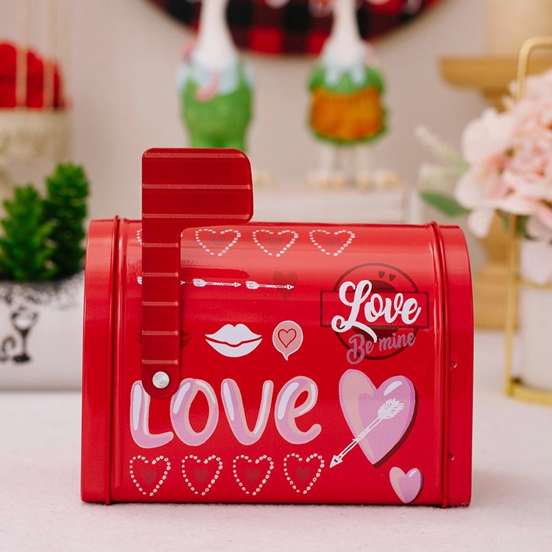 Romantic Valentine Heart Shaped Mailbox Tinplate Decorative Prop for Holiday Date|Home Decor Accessories