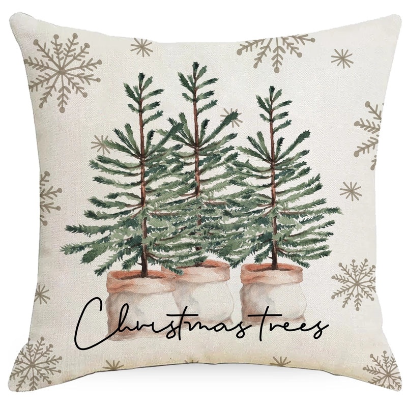 Christmas Snowflake and Deer Printed Cushion Cover for Home Sofa Pillow | Home Decor & Cushions