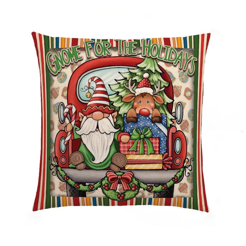 Festive Christmas Tree and Santa Claus Linen Pillow Covers|Home Decor Pillows